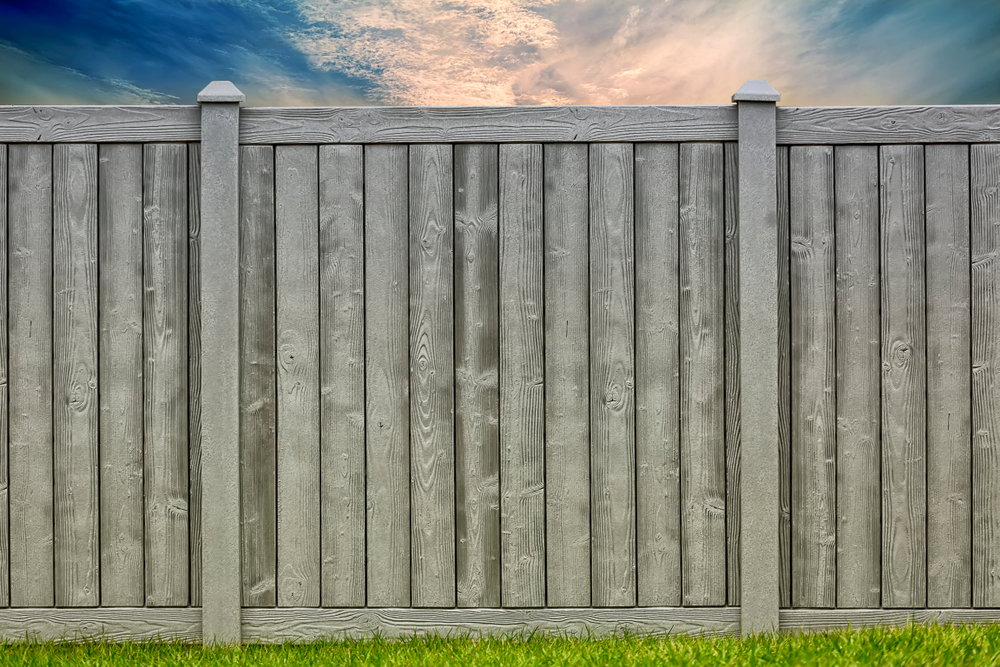 Gray composite fence