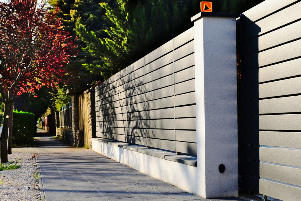 Powder coated gray fence